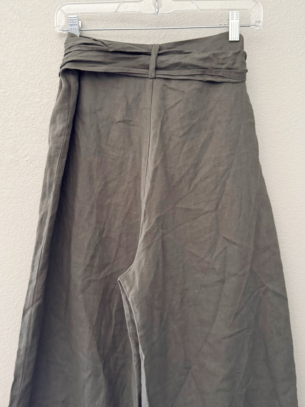 ZARA Pareo Linen Wide Leg Pants Large Green Drape Slouchy Minimalist Resort NWT - Picture 8 of 11
